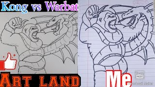 Kong vs warbat drawing!(speed drawing) art land drawing
