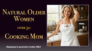 4K AI Natural Older Woman over 50 Cooking Mom