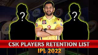 IPL 2022 - Chennai super kings retained players list | csk players retention | csk ipl2022 retention