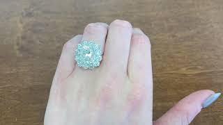 8.29ct Antique Cushion Cut Diamond Cluster Halo Engagement Ring - Cushion Cluster Ring - Hand Video