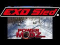 exo sled on trail and slush simon tries it