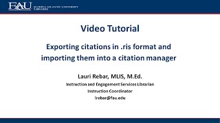 Exporting and importing citations in .ris format