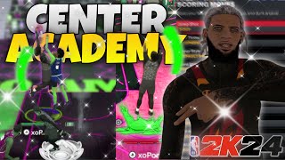 HOW TO BECOME THE BEST CENTER NBA2K24!!(CENTER ACADEMY) (UPDATED BEST BUILD, BADGES/PERKS, BEST CUE)