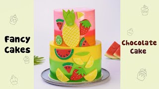 Tropical Fruit Cake Decorating Idea #shorts