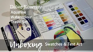 Daler Rowney Aquafine Travel Set unboxing, Swatches And Test Art  #unboxing #watercolour