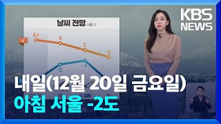 [날씨] 내일(20일) 아침 서울 -2도, 오후부터 서쪽에 눈 / KBS  2024.12.19.