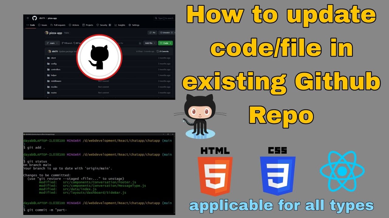 How To Update Code File In Existing Github Repository Using Git Bash