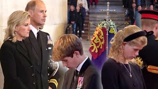 CRYING MUM Sophie watches on Lady Louise and brother James at Queen's vigil