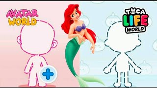 ❤️Ariel (Disney princesses) in Avatar world vs toca Boca #avatarworld #tocaboca #disneypriencess