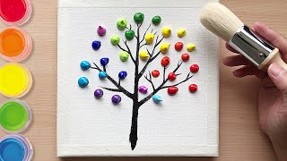 The easiest way to paint a rainbow tree? | Acrylic painting for beginners