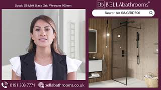 Scudo S8 Matt Black Grid Wetroom 700mm - Available at Bella Bathrooms