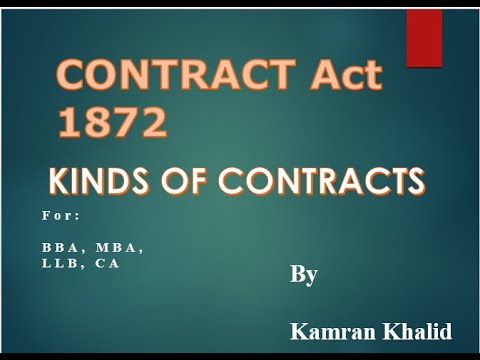 Kinds Of Contract Part 1 | Contracts & Its Kinds | Contract Act 1872 ...