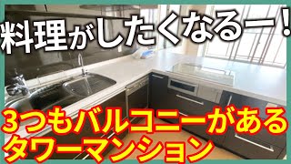 【堀江を一望！】バルコニーが3つも?!料理がしたくなる大型カウンターキッチン付きタワーマンション  【2LDKを内見】