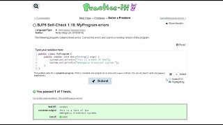 Java Practice-it Introduction to Java Programming | Self-Check 1.18 MyProgram-errors