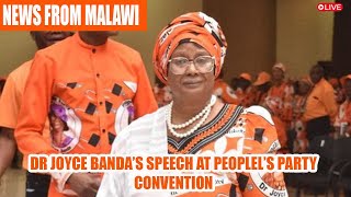 Zomwe Ayankhula lero a Dr Joyce Banda Ku Peoples Party 2024 Convention - Calls for Unity and Grit