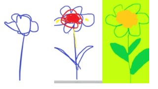 Draw a flower for 10 seconds, 1 minute and 3 minutes