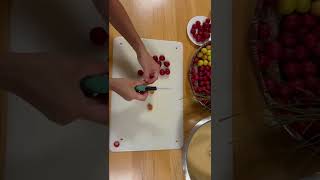 Preparing the Plum fruits for my Plum Cake Recipe