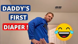 Daddy's First Time Changing Poopy Diaper (Hilarious!)