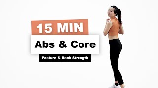 15 Min Abs \u0026 Core Workout | No Jumping, Floor Exercises for Posture \u0026 Back Strength