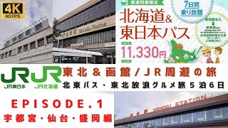 [4K60]【北海道＆東日本パスで東北を周遊する呑み鉄の旅/EPISODE.1/東京→盛岡編】わずか1万円弱で東日本と北海道の普通列車が7日間乗り放題のパスを利用、あての無い呑み鉄グルメ旅6日間