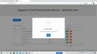 Angular 11 Crud Tutorial with Service | Add New User | Modal Popup Form