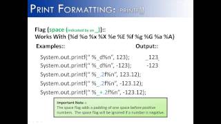 Print Formatting Part 7:: printf() Flag space (JAVA)