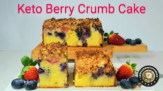 HOW TO MAKE KETO BERRY CRUMB CAKE - MOIST, FLAVORFUL & DELICIOUS  WITH CRISPY CRUMBS !