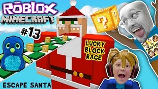 ESCAPE SANTA OBBY! Roblox #13 Minecraft Lucky Block Race Challenge Game! FGTEEV meets Hatchimals😱