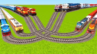 EIGHT CRAZIST TRAINS BROUGHTLY CLIMBING AND GETTING OF ON U SHAPE RAILWAY TRACKS|▶️ Train simulator|