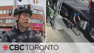 Calls for better safety measures grow after video shows cyclist clipped by truck