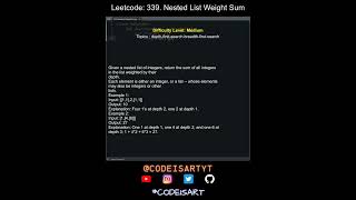 Leetcode 339. Nested List Weight Sum in Python | Python Leetcode | Python Coding Tutorial | ASMR