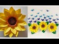 Giant Paper Sunflower DIY | Paper Sunflower Wall hanging | Room Decor ideas