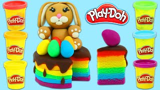 How to Make Cute Rainbow Play Doh Easter Bunny Cake | Fun & Easy DIY Play Dough Art!