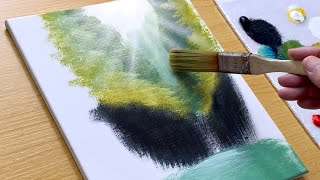 How to Draw a Waterfall in a Cave / Acrylic Painting TUTORIAL