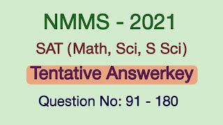 NMMS-2021 | SAT | Question No: 91-180 | Tentative Answer Key