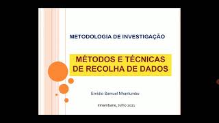 Aula - Métodos e Técnicas de Recolha de Dados