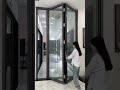 Aluminum folding door opens to gain 90% space and locks automatically when closed. #home #aluminium