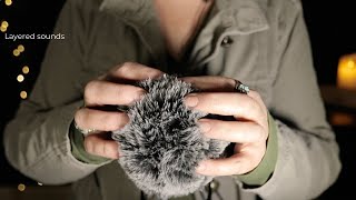 ASMR Layered Sounds For Deep Relaxation (Fluffy Mic Scratching, Gentle Tapping, Brown Noise)