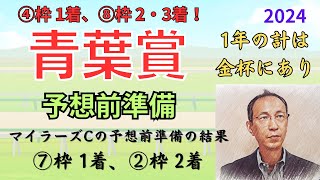 【青葉賞】（結果：④枠 1着、⑧枠 2・3着！）予想前準備データ（皐月賞は ⑥枠2着、④枠3着でした）　「青葉賞2024　予想前準備」