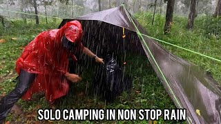 SOLO CAMPING HEAVY RAIN - CAMPING IN NON STOP RAIN - RELAXING SOUND WITH RAIN