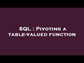 SQL : Pivoting a table-valued function