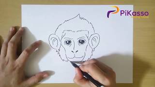 How to Draw a Monkey Face step by step for Children