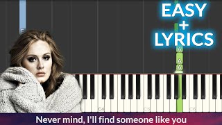 Adele - Someone Like You EASY Piano Tutorial + Lyrics
