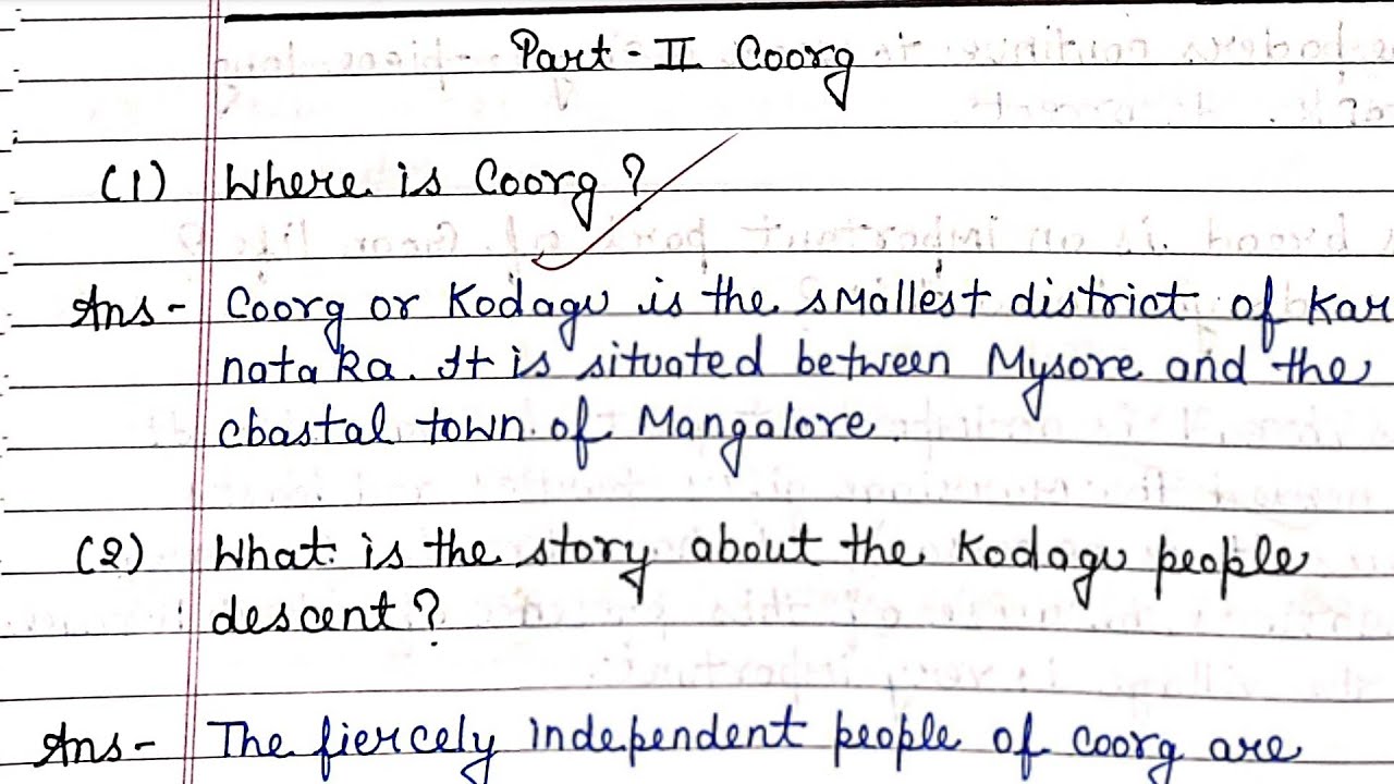 Coorg: Glimpses Of India's Part 2 Class 10 English Chapter 7 Question ...