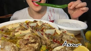 Asmr cook and eat spicy meat stew with fresh vegetables | flu recover طبخ واكل شوربة اللحم مع الخضار