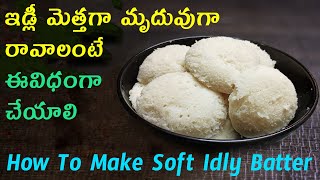 How To Make Soft, Smooth Idly Batter | ఇడ్లీ మెత్తగా మృదువుగా రావాలంటే ఈవిధంగా చేయాలి