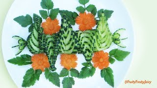 Artistic Cucumber & Carrot Flower Carving Garnish – Vegetable | Food Decorations & Designs