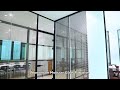 smart modular insulated glass partition wall system with power operated blinds