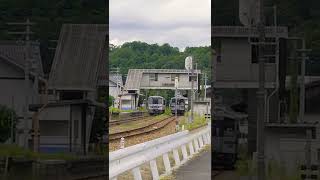 福塩線　上下駅キハ120ライトがピカ✨　車両が2本並ぶ時　待合せ　交換　