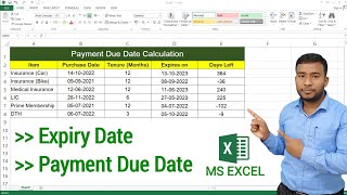 Payment Due Date Calculator in Excel | Expiry Date Calculation in MS Excel